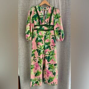 FARM Rio x Anthropologie Tropical Floral Plunge Jumpsuit XS